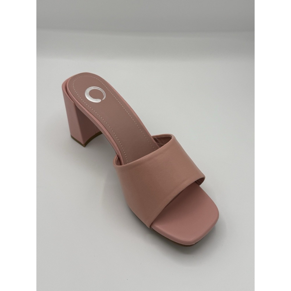 Journee Collection Alisia women's 8.5 block heel slide pink vegan leather NEW!